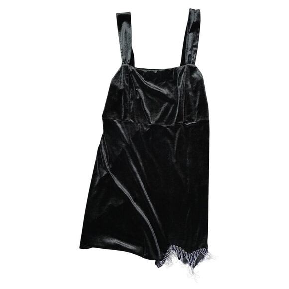 CIDER Black Velvet Mini Dress with Fringe Trim – Size 2XL - Picture 5 of 5